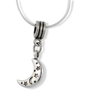 Moon with Moon and Stars on it Charm Snake Chain Necklace